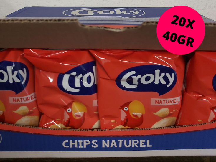 Carton Croky Chips Saveur Naturel 20 Pièces De 40Gr 