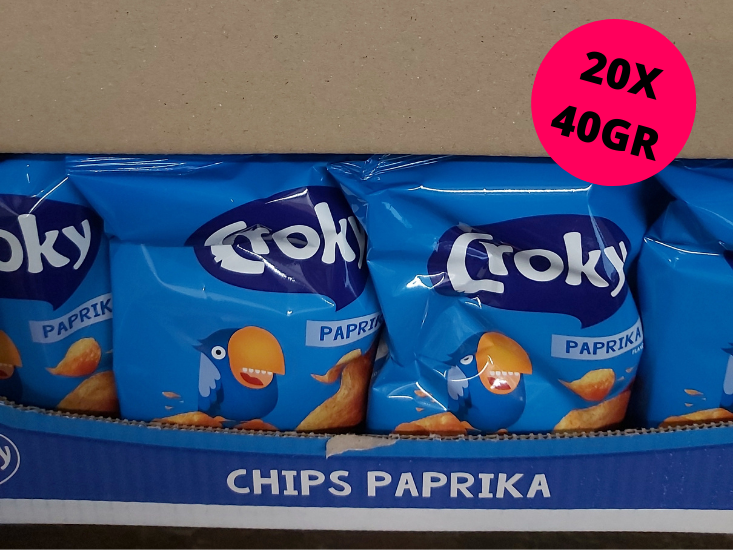 Carton Croky Chips Saveur Paprika 20 Pièces De 40Gr 