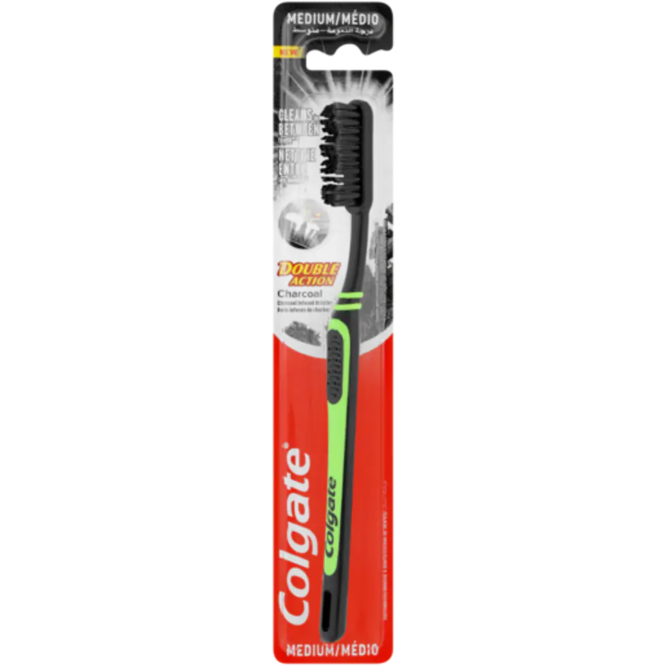 Colgate Brosse À Dents Medium Double Action Charcoal