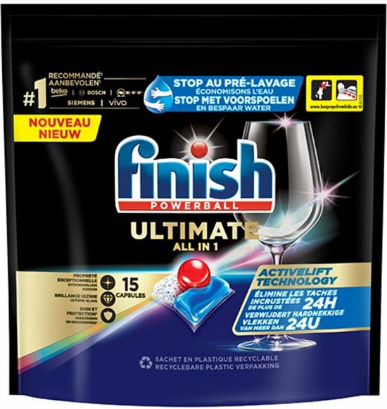 Finish Tablettes Lave-Vaisselle Ultimate Regular 15 Pcs 