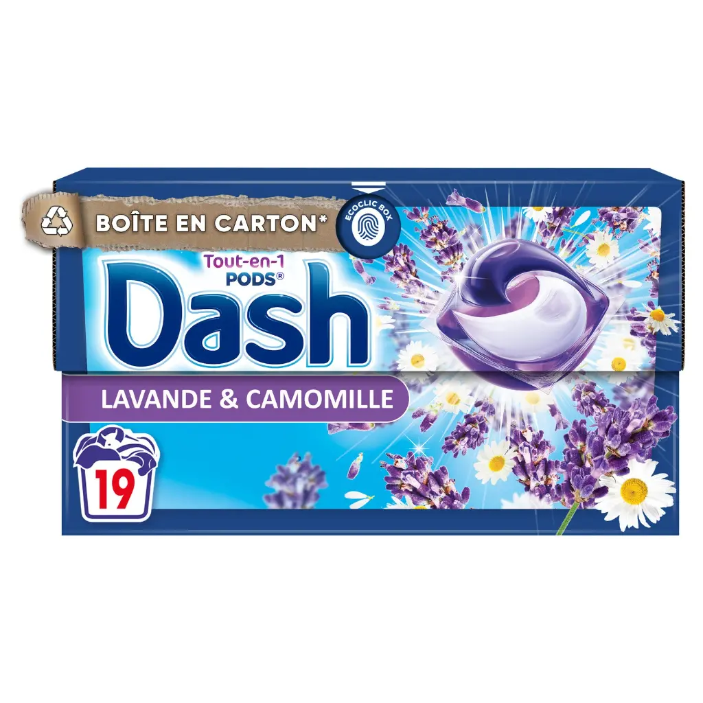 Dash Pods Tout En 1 Lavande & Camomille – 19 Pièces 