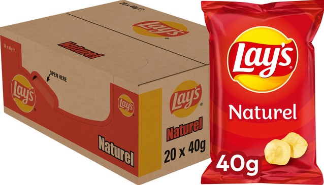 Carton Lay's Chips Saveur Naturel 20 Pièces De 40Gr 