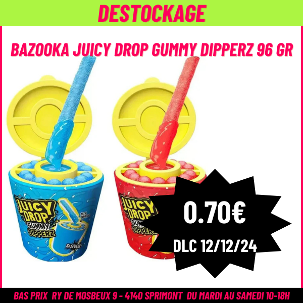 DESTOCKAGE Bazooka Juicy Drop Gummy Dipperz 96 gr (12/12/2024) 