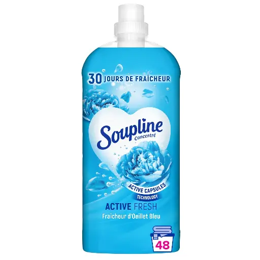 Soupline Active Fresh Adoucissant Fraîcheur D'oeillet Bleu – 48sc 1,2 L