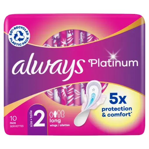 Always Serviettes Hygiéniques 2 Longues Platinum 10 Pièces